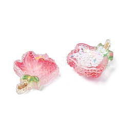 透明エポキシ樹脂デコデンカボション  スパンコール付き  花  ショッキングピンク  23.5x21x8.5mm&nbsp;CRES-I030-01B