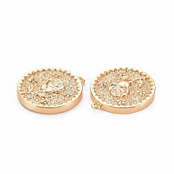 Brass Micro Pave Clear Cubic Zirconia Pendants&nbsp;KK-S364-125