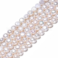 天然養殖淡水パールビーズ連売り  ポテト  貝殻色  6~7.5x6.5~8x4~6mm  穴：0.8mm  約46~47個/連  13.98インチ〜14.25インチ（35.5cm〜36.2cm）&nbsp;PEAR-N014-07C