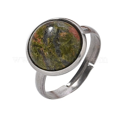 Half Round Natural & Synthetic Gemstone Finger Rings&nbsp;RJEW-M062-01P-23