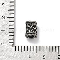 304ステンレススチールヨーロピアンビーズ  大穴ビーズ  シェブロン模様の円筒  アンティークシルバー  10.5x8x8mm  穴：4mm&nbsp;STAS-D222-06AS