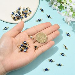 20Pcs Resin Evil Eye Round Bead with 304 Stainless Steel Connector Charms&nbsp;PALLOY-FS00071-01