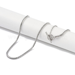 Brass Round Snake Chain Necklaces with Toggle Clasps&nbsp;KK-P266-04P
