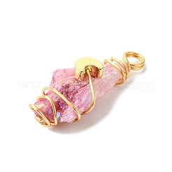 2Pcs Electroplated Natural Quartz Crystal Dyed Copper Wire Wrapped Pendants&nbsp;PALLOY-JF03170-01