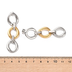 304 Stainless Steel Two Tone Oval Dangle Stud Earrings&nbsp;EJEW-P326-01G