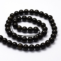 Natural Golden Sheen Obsidian Beads Strands&nbsp;G-F364-08-6mm