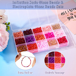 1800Pcs 15 Styles Baking Paint Imitation Jade Glass Beads & Electroplate Glass Beads Sets&nbsp;EGLA-TA0001-73
