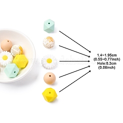 5 種類の食品グレードの環境に優しいシリコンビーズ  混合図形  14~19.5x14~15x8~15mm  穴：2mm&nbsp;SIL-FS0001-25