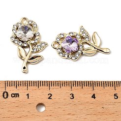 UVメッキ合金ラインストーンペンダント  ローズ  k9ガラス  多面カット  ゴールドカラー  27x17x5mm  穴：1.8mm&nbsp;FIND-A054-02G