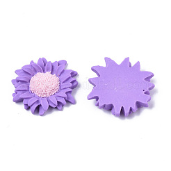 オペーク樹脂カボション  花  青紫色  36x33x7.5mm&nbsp;CRES-T022-17C