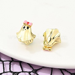 Ghost with Bowknot Brass Stud Earrings&nbsp;EJEW-B149-01G-01