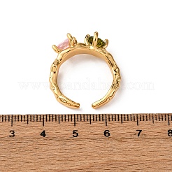 Brass Micro Pave Cubic Zirconia Cuff Rings for Women&nbsp;RJEW-F191-01G-01