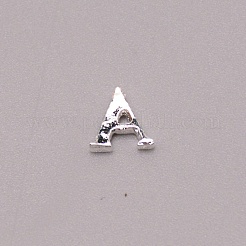 文字a〜z合金ラインストーンカボション  ネイルアートスタッドとネイルアートデカーションアクセサリー用  銀  5.5~6.5x4~8x1~2mm  26個/セット&nbsp;MRMJ-WH0072-92A