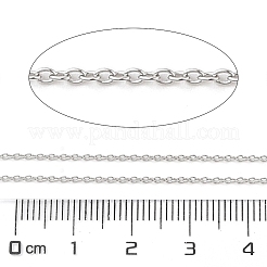 変色防止ロジウムメッキ スターリングシルバーアズキチェーン925本  ハンダ付け  プラチナ  1.5x1.2x0.3mm&nbsp;STER-E072-02P-02