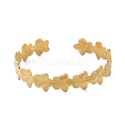 304 Stainless Steel Flower Open Cuff Bangles for Women&nbsp;LS-BJEW-M316-01G
