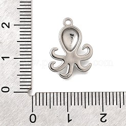 オーシャンシリーズ 304 ステンレススチールチャーム  変色防止  タコ  16.5x13x2.5mm  穴：1.2mm&nbsp;STAS-H477-01H-P