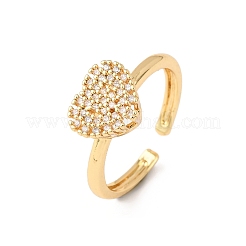 Adjustable Brass Micro Pave Cubic Zirconia Cuff Rings for Women&nbsp;RJEW-B139-01G