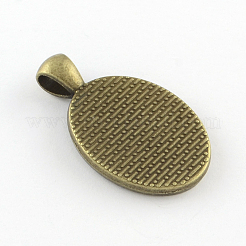 Tibetan Style Alloy Oval Pendant Cabochon Settings&nbsp;TIBEP-Q045-070B-AB-NR