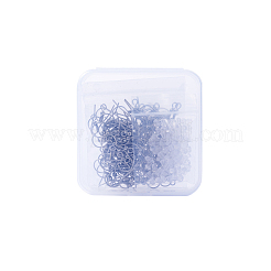 304ステンレススチールピアスフック  耳ワイヤーとプラスチック製ピアスキャッチ  ステンレス鋼色  20x21x3mm  穴：1.5mm&nbsp;STAS-CJ0013-01