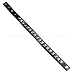 Punk-style Alloy Square Shaped Rivet Imitation Leather Chocker Necklaces&nbsp;NJEW-CL0001-28