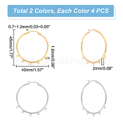 8Pcs 2 Colors 304 Stainless Steel Huggie Hoop Earring Findings&nbsp;STAS-UN0044-76