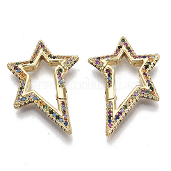 Brass Micro Pave Cubic Zirconia Spring Gate Rings&nbsp;ZIRC-S066-034A-NF