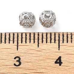 真鍮ビーズ  ラウンドフィリグリービーズ  ニッケルフリー  長持ちメッキ  ラックめっき  プラチナ  4mm  穴：0.8mm&nbsp;KK-D097-11P-01