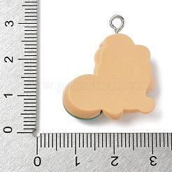 クリスマステーマの不透明樹脂ペンダント  プラチナ鉄ループ付き  クマ  28x24.5x7.5mm  穴：2mm&nbsp;RESI-I344-02P-04