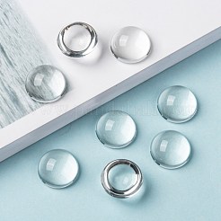 透明な半円形のガラスカボション  透明  16~17x7.5~8.5mm&nbsp;X-GGLA-R027-16mm