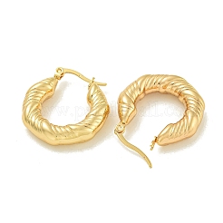 イオンプレーティング（IP）304ステンレススチールフープピアス（女性用）  ツイスト  ゴールドカラー  28x6.5mm&nbsp;EJEW-G401-01D-G