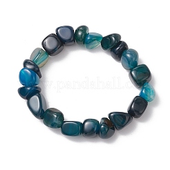 Natural Agate Nuggets Beaded Stretch Bracelets for Men Women&nbsp;BJEW-JB11957-01