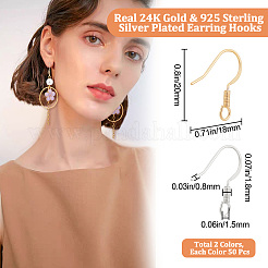 100Pcs 2 Colors Brass Earring Hooks&nbsp;KK-BBC0004-40