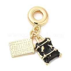 Brass Enamel European Dangle Charms&nbsp;KK-D027-13G-03