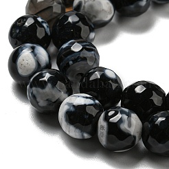 Dyed Natural Fire Crackle Agate Faceted Round Beads Strands&nbsp;G-E320C-8mm-08