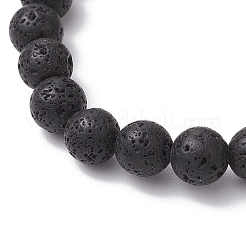 Natural Lava Rock Round Beads Stretch Bracelets&nbsp;BJEW-JB11829