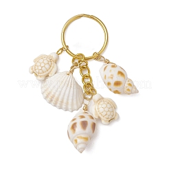 Ocean Style Natural Shell with Synthetic Turquoise Keychains&nbsp;KEYC-JKC01231-02