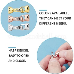 Brass Micro Pave Clear Cubic Zirconia Fold Over Clasps&nbsp;KK-NB0002-34