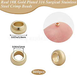 800Pcs 316 Surgical Stainless Steel Rondelle Crimp Beads&nbsp;STAS-BBC0008-70