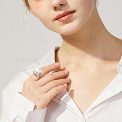 6Pcs 6 Styles Synthetic Moonstone & Cat Eye Open Cuff Rings Set&nbsp;RJEW-AN0001-09