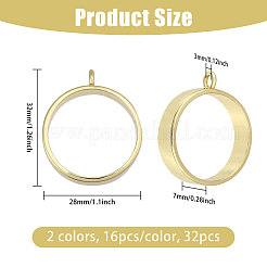 24Pcs 2 Colors Rack Plating Alloy Round Open Back Bezel Pendants&nbsp;FIND-CA0010-87