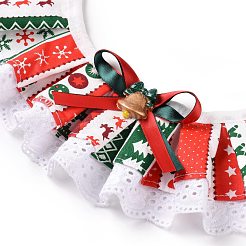 布ペットのクリスマスレースバンダナ  クリスマス犬猫首輪ビブ  樹脂ベル付き  カラフル  865~880x11.5~11.7mm&nbsp;AJEW-D051-06A