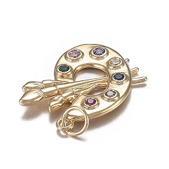 Brass Micro Colorful Cubic Zirconia Pendants&nbsp;X-ZIRC-F120-051G