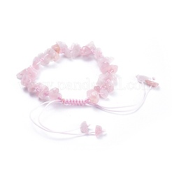 Adjustable Natural Rose Quartz Chip Beads Braided Bead Bracelets&nbsp;BJEW-JB04392-01