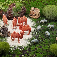 10個 2スタイル PVC動物人形装飾  3d象とラクダのプラスチック製の家の装飾品  家とマイクロランドスケープオーナメント用  ミックスカラー  16.5~42x14.5~25x13~40.5mm  5個/スタイル&nbsp;DJEW-AR0001-06
