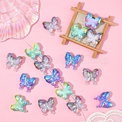20 個の UV メッキレインボー虹色アクリルビーズ  グラデーションビーズ  蝶  ミックスカラー  30x29x10mm  穴：2mm&nbsp;OACR-YW0003-36