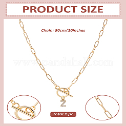 1Pc 304 Stainless Steel Chain & Brass Micro Pave Cubic Zirconia Letter Pendant Necklaces&nbsp;NJEW-LP0001-36Z-G