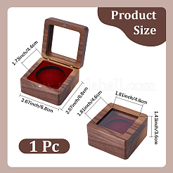 木製バッジ梱包用磁気ボックス  見える窓蓋付き  正方形  レッド  6.8x6.8x3.6cm&nbsp;CON-WH20006-017B