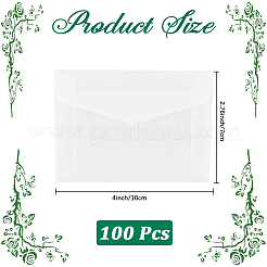白紙封筒100枚  半透明の封筒  長方形  ホワイト  71x100x0.2mm&nbsp;AJEW-CP0009-01