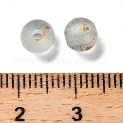 つや消し透明なアクリルビーズ  ラウンド  金箔とグリッター付き  グラデーションカラー  ダークシアン  6x5.5mm  穴：1.8mm  約4950個/500g&nbsp;OACR-F013-12F