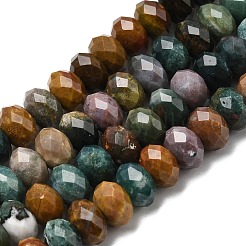 天然オーシャンアゲート/オーシャンジャスパービーズ連売り  ロンデル  多面カット  7.5~8.5x4.8~6mm  穴：1mm  約68~76個/連  14.96~15.35''（38~39センチメートル）&nbsp;G-C259-A32-5x8mm